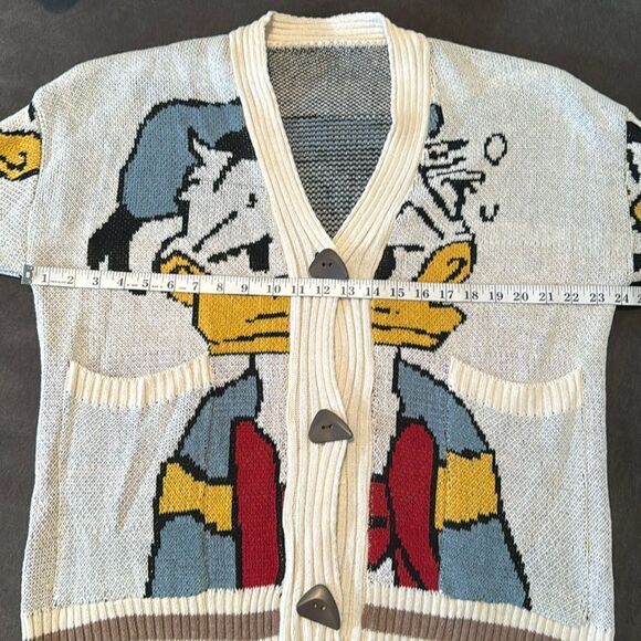 Women’s Donald Duck Knit Cardigan Sweater Front Pockets Size L NWOT - Picture 8 of 10